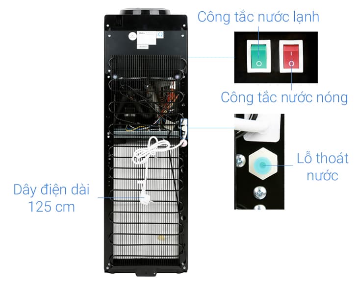 Cây nước nóng lạnh Midea YL1836S-B 520W
