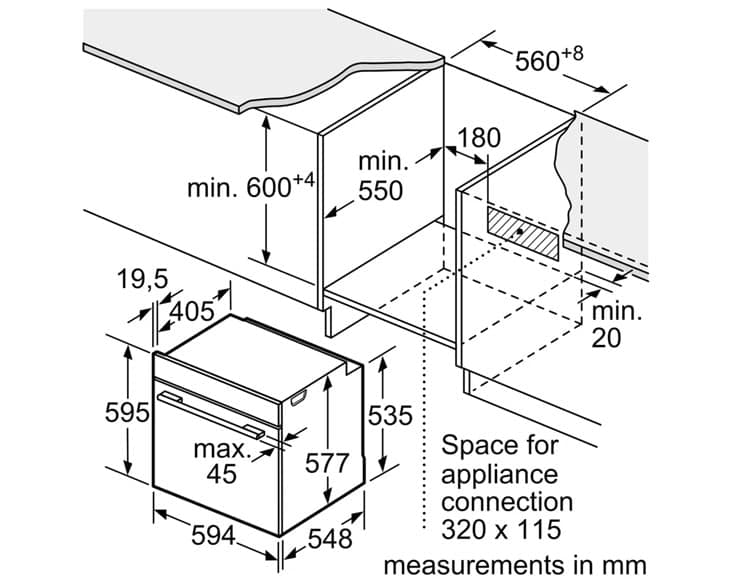 Lò nướng âm tủ Bosch 71 lít HBG634BB1B