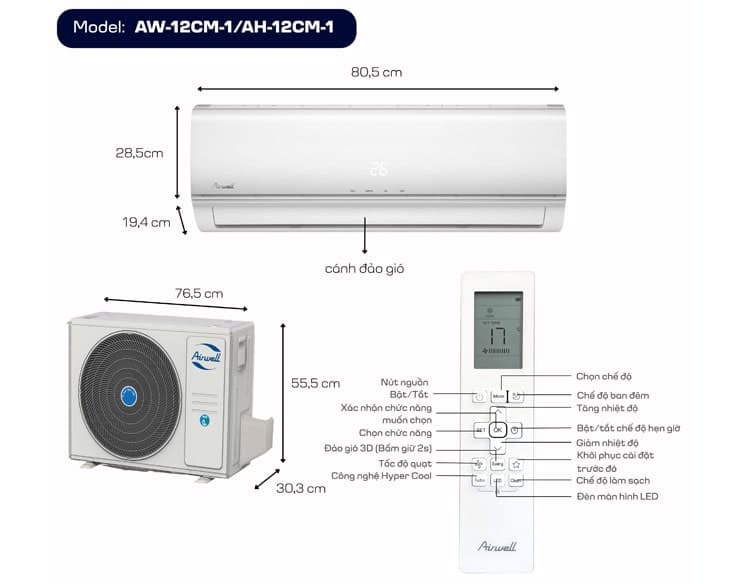 Máy lạnh Airwell 1.5 HP AW-12CM-1