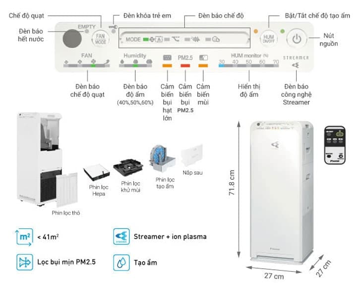 Máy lọc không khí Daikin MCK555AVMV-W