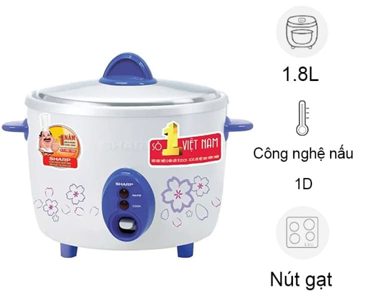 Nồi cơm nắp rời Sharp 1.8 lít KSH-D19V