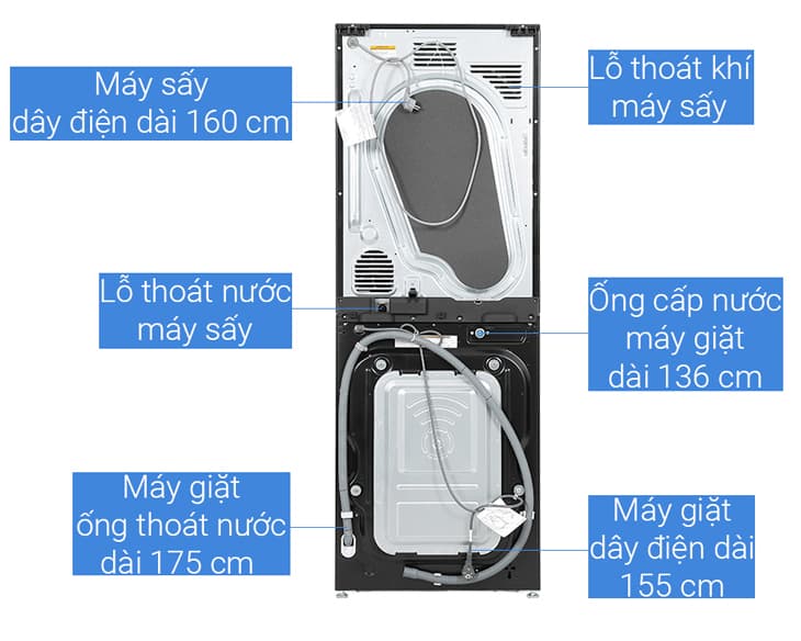 Tháp Giặt Sấy LG 14/10 kg WT1410NHB